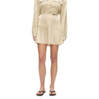 Beige Polyester Mini Skirt