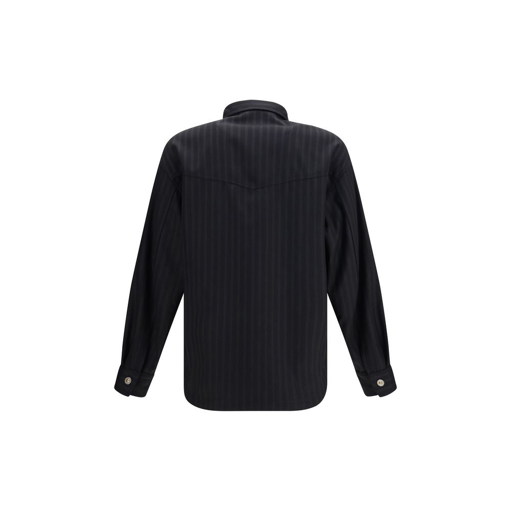 Black Wool Oves Aries Pattern Shirt