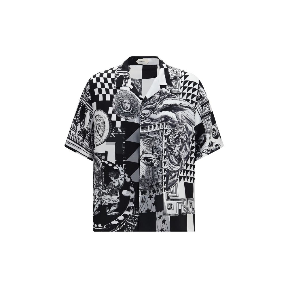 Black Silk Pattern Shirt