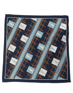 Navy Blue Abstract Square Pocket Foulard Scarf