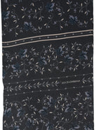Blue Floral Silk Fringed Neck Shaw Scarf