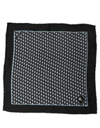 Black Silk Geometric Handkerchief Pocket Scarf