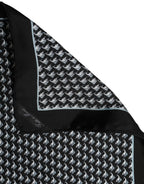 Black Silk Geometric Handkerchief Pocket Scarf