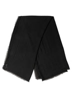 Black Silk Wool Fringed Men Lace Stole Scarf
