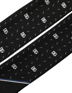 Black Silk DG Logo Men Skinny Shawl Scarf