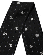 Black Silk DG Logo Men Skinny Shawl Scarf