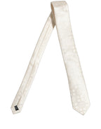 Off White Silk Damask Woven Adjustable Tied Necktie Tie