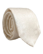 Off White Silk Damask Woven Adjustable Tied Necktie Tie