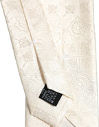 Off White Silk Damask Woven Adjustable Tied Necktie Tie