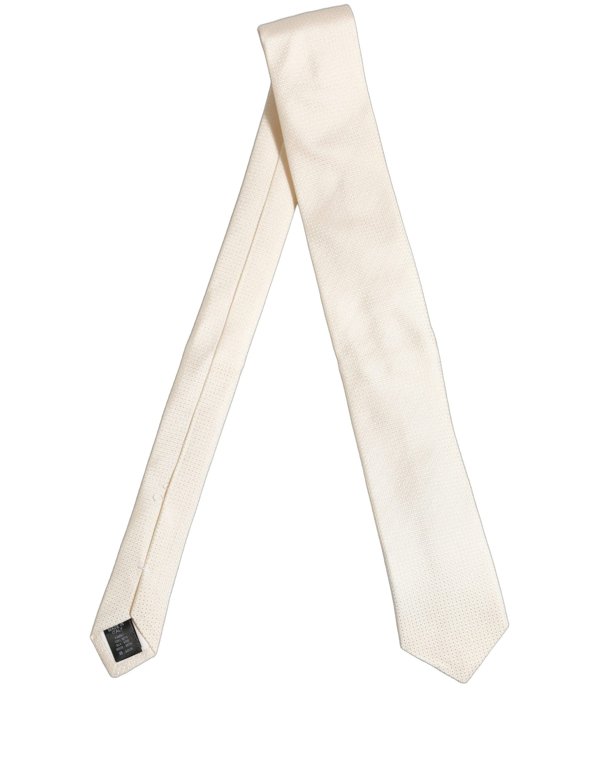 Men Off White Silk Textured Adjustable Tied Necktie Tie