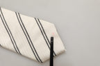 Men Off White Silk Stripes Adjustable Tied Necktie Tie