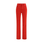 Red Cotton Straight-Leg Jeans
