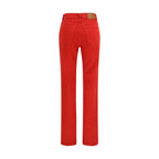 Red Cotton Straight-Leg Jeans