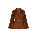 Brown Virgin Wool Full-Length Jacket