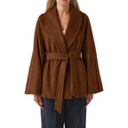Brown Virgin Wool Full-Length Jacket