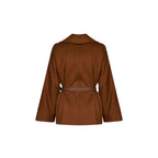 Brown Virgin Wool Full-Length Jacket