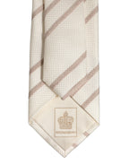 Men Off White Silk Stripes Adjustable Tied Necktie Tie