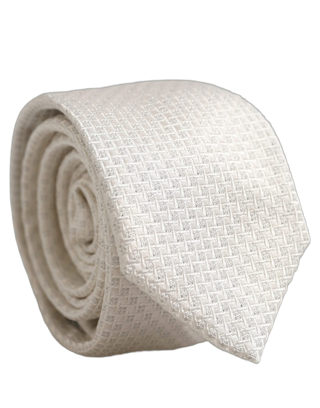 Men Off White Silk Woven Adjustable Tied Necktie Tie