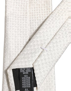 Men Off White Silk Woven Adjustable Tied Necktie Tie