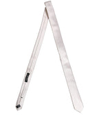 Men Off White Silk Satin Adjustable Tied Necktie Tie