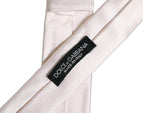 Men Off White Silk Satin Adjustable Tied Necktie Tie