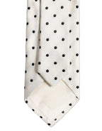 Men White Silk Polka Dot Adjustable Tied Necktie Tie
