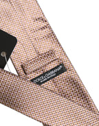 Men Brown Silk Micro Checked Adjustable Tied Necktie Tie