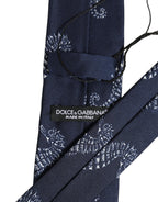 Dark Blue Silk Seahorse Print Adjustable Tied Necktie Tie