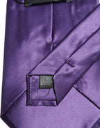 Men Purple Satin Silk Blend Adjustable Tied Necktie Tie