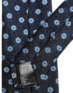 Men Blue Silk Geometric Adjustable Tied Necktie Tie