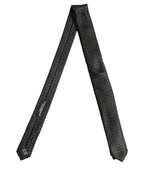 Men Black Silk Geometric Adjustable Tied Necktie Tie