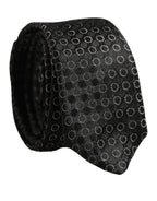 Men Black Silk Geometric Adjustable Tied Necktie Tie