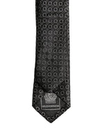 Men Black Silk Geometric Adjustable Tied Necktie Tie