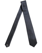 Men Blue Silk Geometric Adjustable Tied Necktie Tie