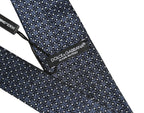 Men Blue Silk Geometric Adjustable Tied Necktie Tie