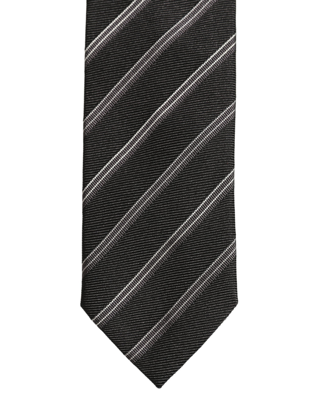 Men Black Silk Stripes Adjustable Tied Necktie Tie