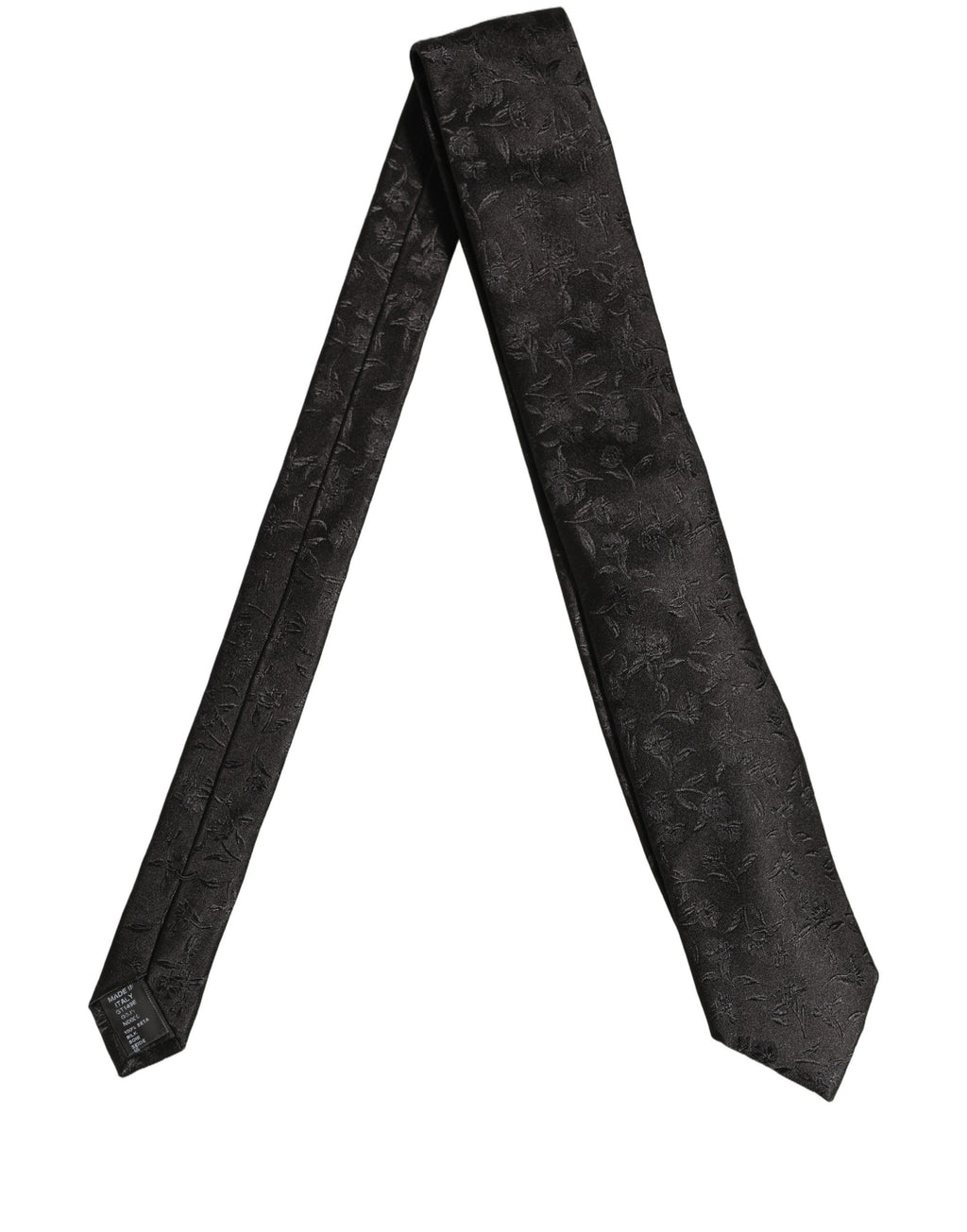 Black Silk Floral Jacquard Adjustable Tied Necktie Tie