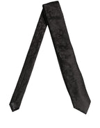 Black Silk Floral Jacquard Adjustable Tied Necktie Tie