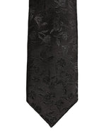 Black Silk Floral Jacquard Adjustable Tied Necktie Tie