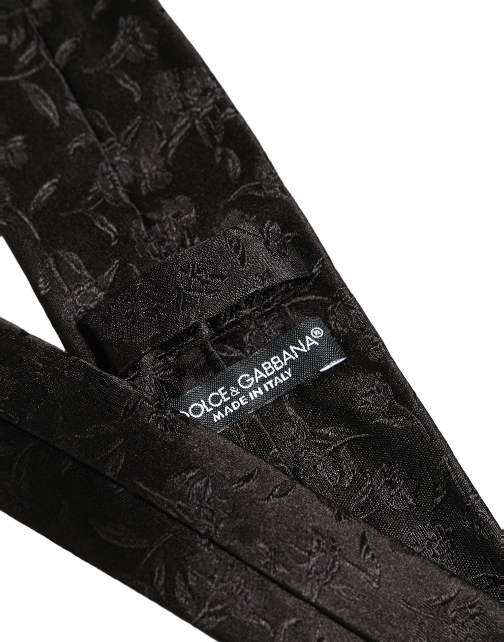 Black Silk Floral Jacquard Adjustable Tied Necktie Tie