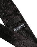 Black Silk Floral Jacquard Adjustable Tied Necktie Tie