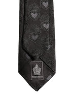 Men Black Silk Sacred Heart Adjustable Tied Necktie Tie