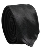 Men Black Satin Silk Classic Adjustable Tied Necktie Tie