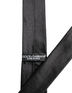 Men Black Satin Silk Classic Adjustable Tied Necktie Tie