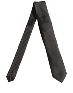 Men Dark Gray Silk Classic Adjustable Tied Necktie Tie