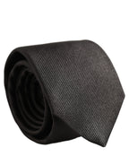 Men Dark Gray Silk Classic Adjustable Tied Necktie Tie