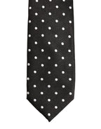 Black White Polka Dots Silk Adjustable Tied Necktie Tie