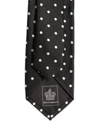 Black White Polka Dots Silk Adjustable Tied Necktie Tie
