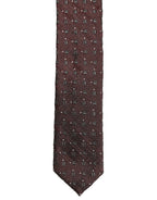 Men Burgundy Geometric Silk Adjustable Tied Necktie Tie