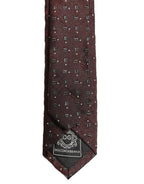 Men Burgundy Geometric Silk Adjustable Tied Necktie Tie
